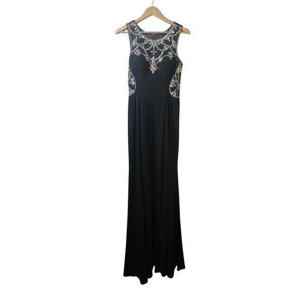 Betsy & Adam Black Maxi Dress with Gold Accents - Picture 2 of 14